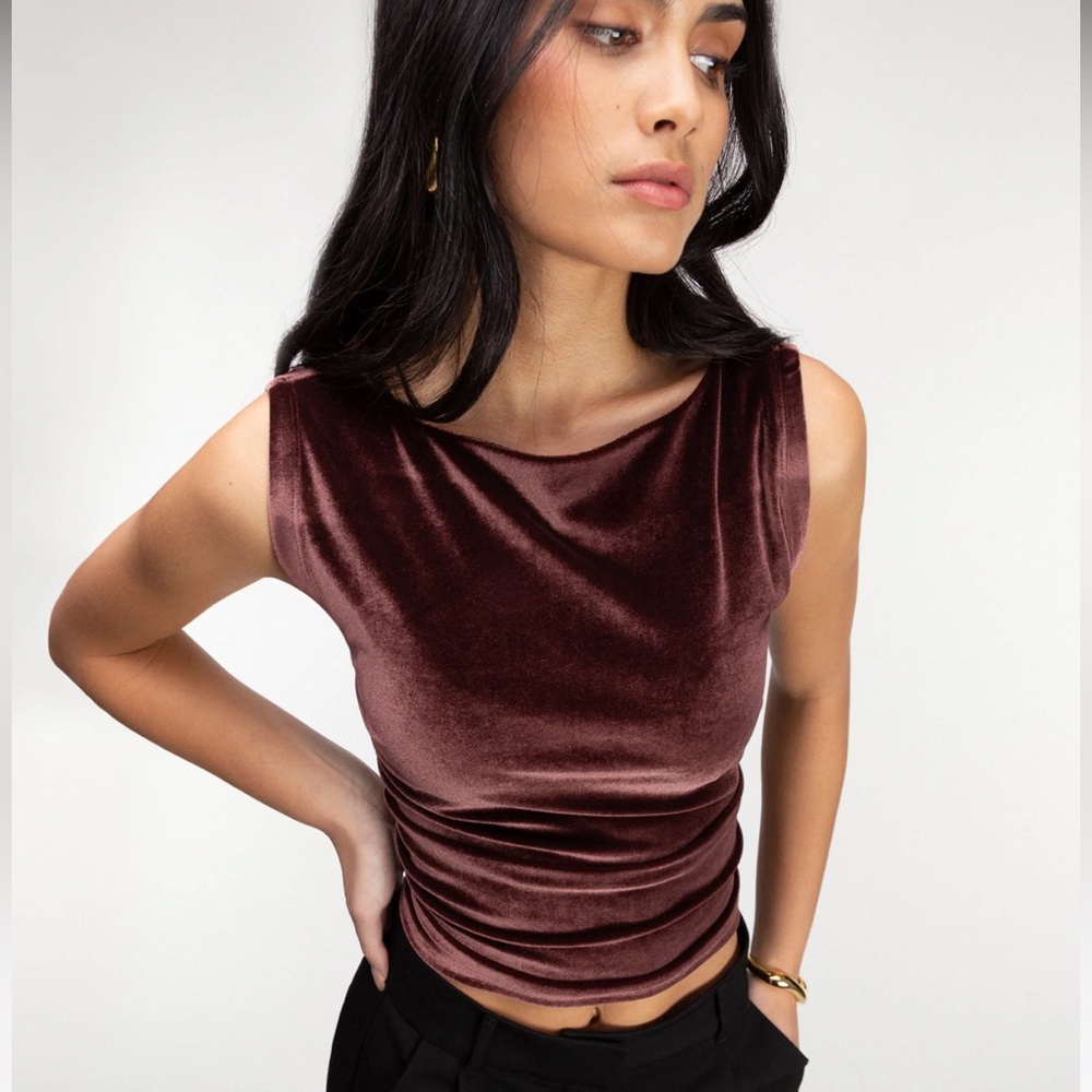 OAK + FORT Velvet Tank Top - Rich Brown